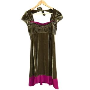 Free People M EUC burnout Velvet green with purple fringe